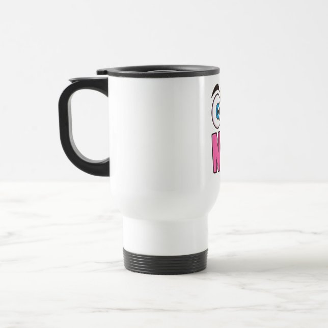 Funny “Oh No” Cartoon Travel Mug (Left)