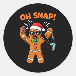 Funny Oh Snap 67 Six Seven Meme Gingerbread Man Classic Round Sticker