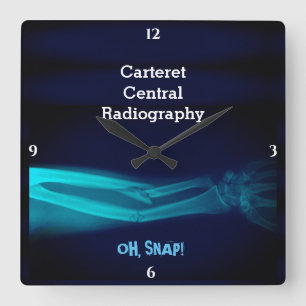 Funny "Oh, Snap" Broken Arm Xray Square Wall Clock