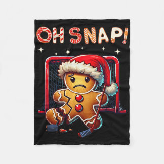 Funny Oh Snap Hockey Gingerbread Christmas Santa H Fleece Blanket