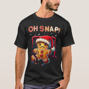 Funny Oh Snap Hockey Gingerbread Christmas Santa H T-Shirt