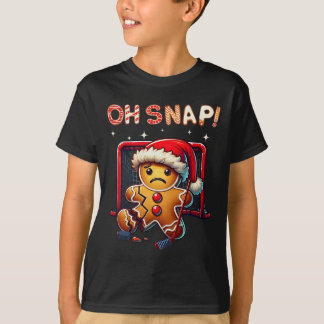 Funny Oh Snap Hockey Gingerbread Christmas Santa H T-Shirt