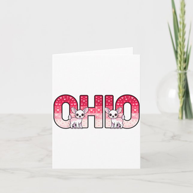 Funny Ohio Deer Midwestern Party O-h-i-o In Valent Card (Front)