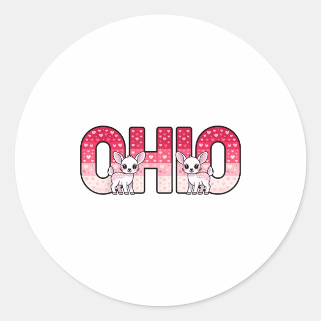 Funny Ohio Deer Midwestern Party O-h-i-o In Valent Classic Round Sticker (Front)
