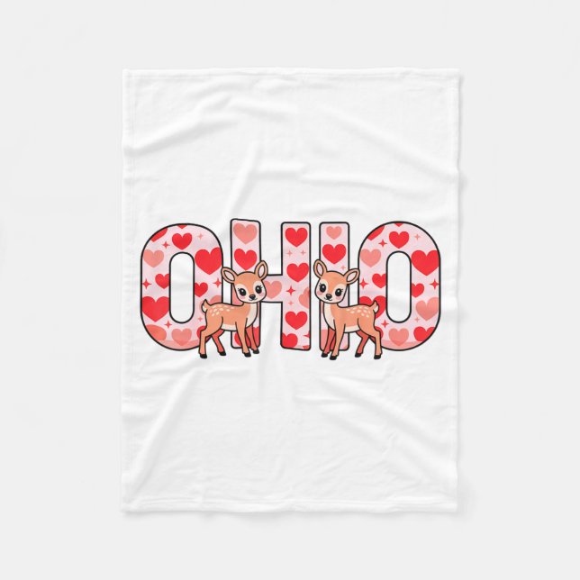 Funny Ohio Deer Midwestern Party O-h-i-o In Valent Fleece Blanket (Front)
