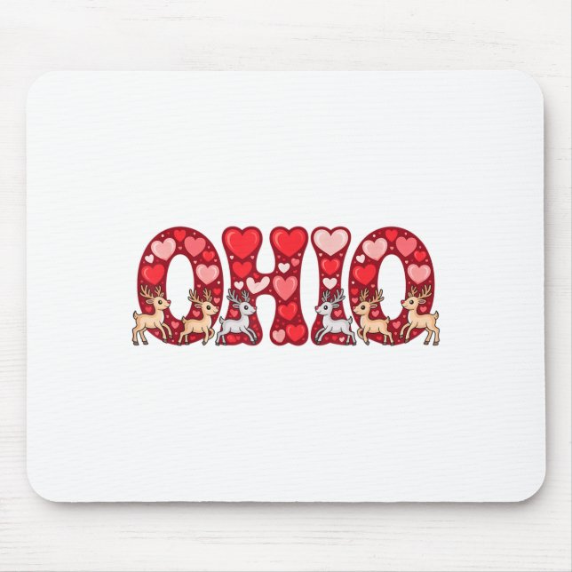 Funny Ohio Deer Midwestern Party O-h-i-o In Valent Mouse Mat (Front)