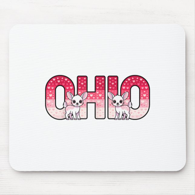 Funny Ohio Deer Midwestern Party O-h-i-o In Valent Mouse Mat (Front)