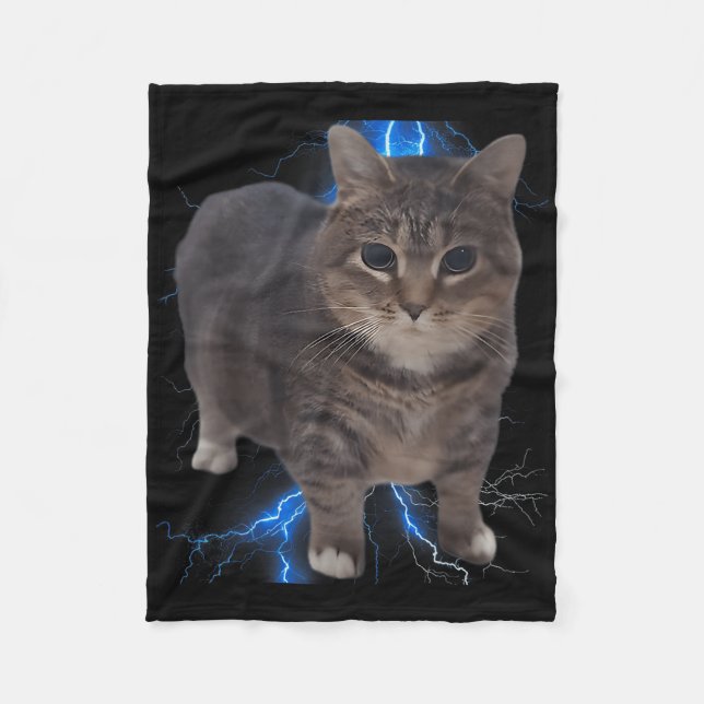 Funny Oiia Oiia Spinning Cat Meme Cat Brainrot  Fleece Blanket (Front)