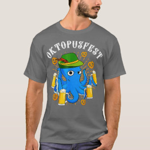 Funny Oktoberfest Octopus with Beer & German Hat O T-Shirt