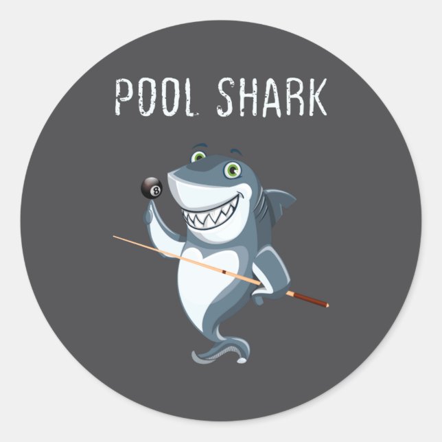 Funny Ol Shark Ol Players Billiard  Classic Round Sticker (Front)