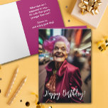 Funny Old Age Birthday Card<br><div class="desc">Birthday greeting card features an older woman dancing in the street on the front and your custom greeting - or use ours - on the inside. Order PRINTED or INSTANT DOWNLOAD! More designs in our collection.</div>