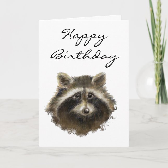 Funny, Old Age, Humour,  Birthday Racoon Card (Front)