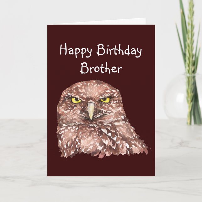 Funny Old Age, Over the Hill Birthday Brother Owl Card (Front)