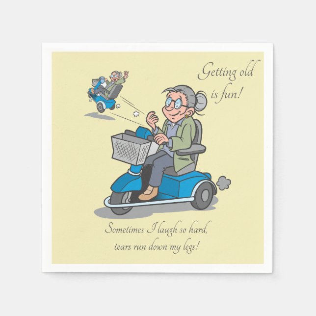 Funny  Old Age Over the Hill Woman Birthday Napkin (Front)