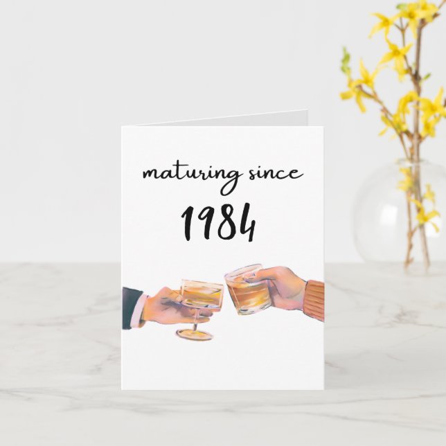 funny old birthday whiskey mature humour card (Yellow Flower)