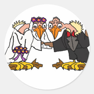 Funny Old Buzzard Wedding Cartoon Art Classic Round Sticker