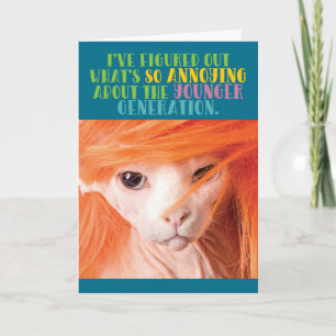 Funny Old Cat Annoying Younger Generation Card