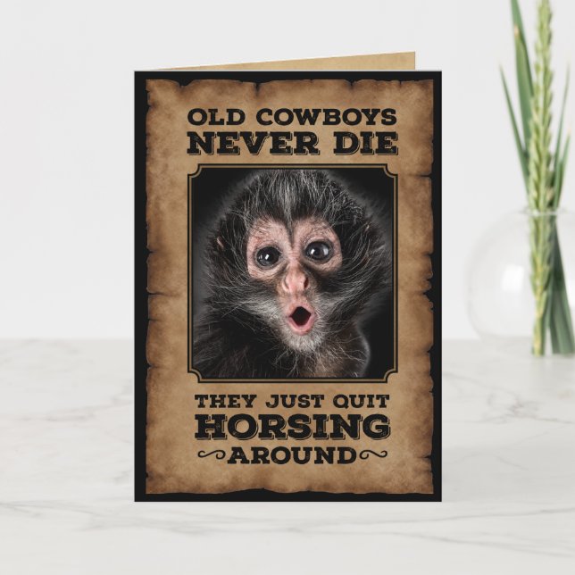 FUNNY OLD COWBOY CUSTOMIZABLE PHOTO CARD (Front)