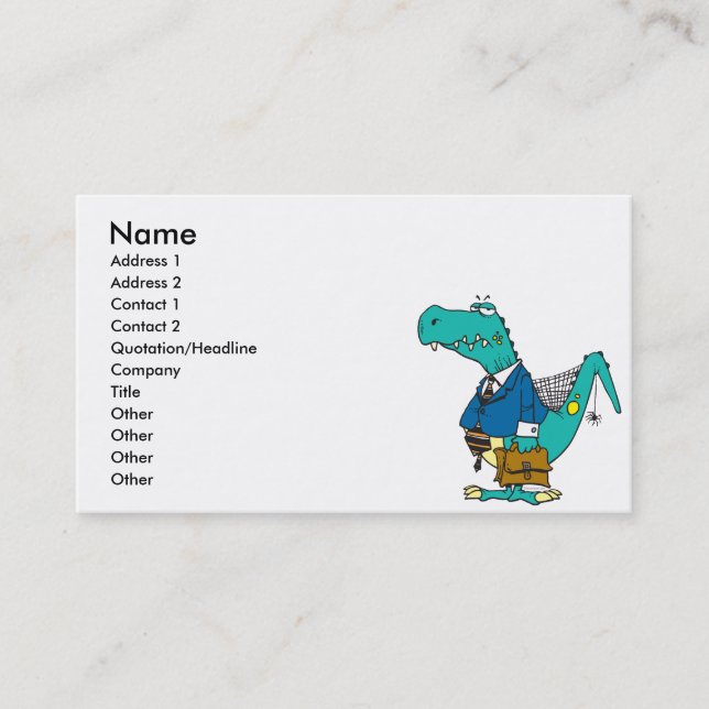funny old dinosaur cartoon character business card (Front)