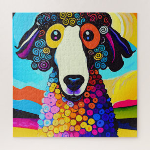 Funny Old English Sheep Dog Portrait Jigsaw Puzzle