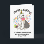 Funny Old English Sheepdog Birthday Card Donuts<br><div class="desc">Funny Old English Sheepdog Birthday Card Donuts. .Time to eat the donuts! This funny birthdaycard feature your favorite Old English Sheepdog Dog all decked out in his party hat, munching on your stash of birthday donuts. Sprinkles flying everywhere, and your pup already has a donut in his mouth and two...</div>