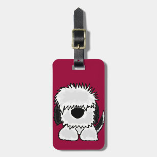 Funny Old English Sheepdog Cartoon Luggage Tag