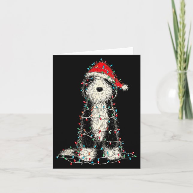 Funny Old English Sheepdog Christmas Graphics Dog  Card (Front)