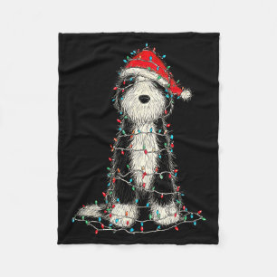 Funny Old English Sheepdog Christmas Graphics Dog  Fleece Blanket