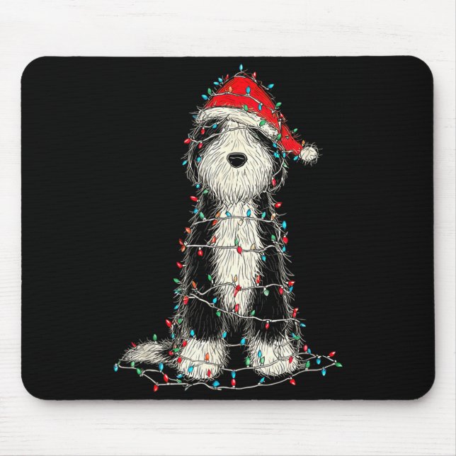 Funny Old English Sheepdog Christmas Graphics Dog  Mouse Mat (Front)