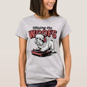 Funny Old English Sheepdog DJ Design T-Shirt