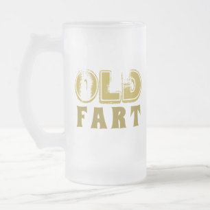 Funny Old Fart Birthday Gold Typography Frosted Glass Beer Mug
