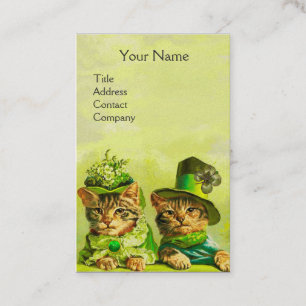 FUNNY OLD FASHION ST.PATRICK'S CATS,HEART MONOGRAM BUSINESS CARD