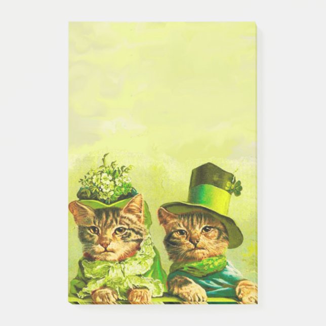 FUNNY OLD FASHION ST.PATRICK'S DAY CATS POST-IT NOTES (Front)