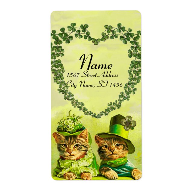 FUNNY OLD FASHION ST PATRICK'S DAY CATS ,Shamrocks (Front)