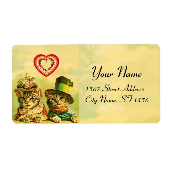 FUNNY OLD FASHION VALENTINE'S DAY CATS WITH HEARTS (Front)