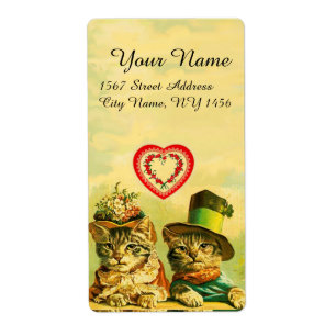 FUNNY OLD FASHION VALENTINE'S DAY CATS WITH HEARTS