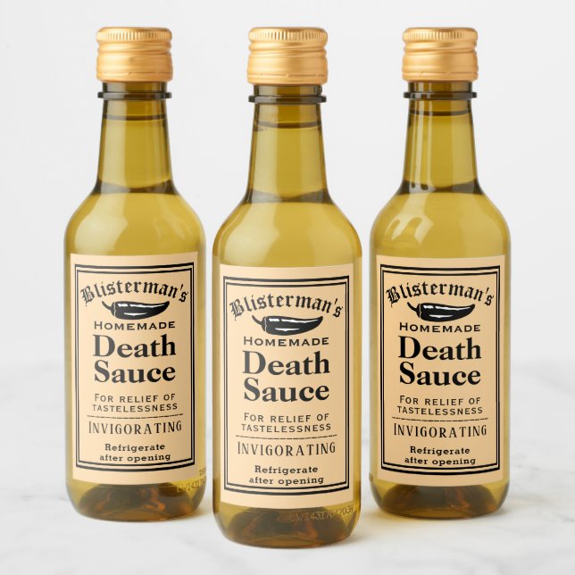 Funny Old Fashioned Homemade Hot Sauce Chilli Wine Label (Bottles)