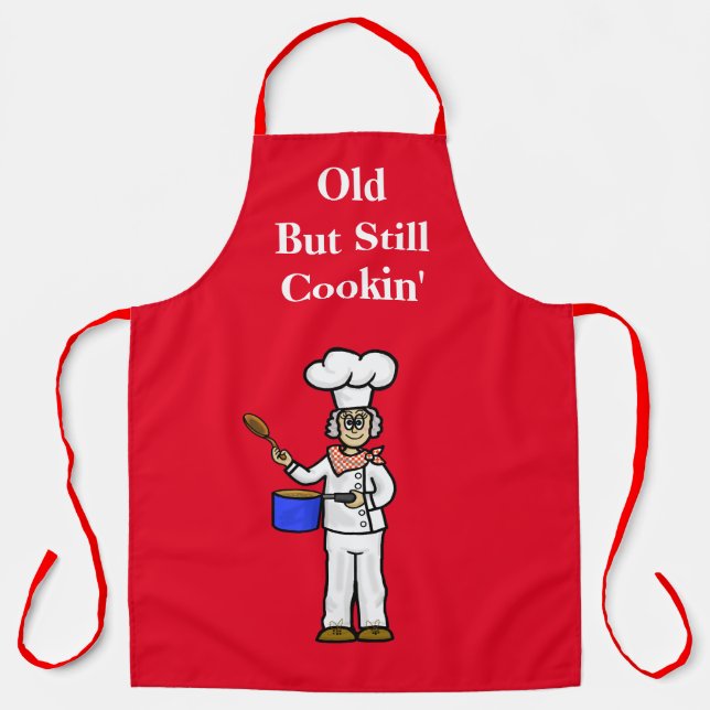 Funny Old Female Grey Hair Chef Apron (Front)