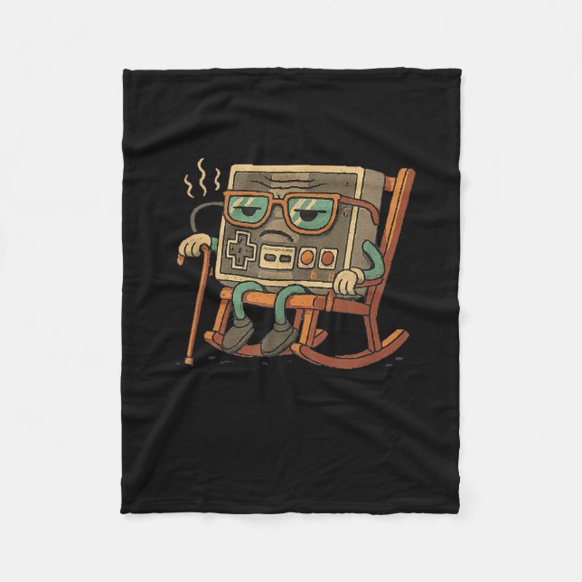 Funny Old Gamer Gaming Retro 80s 90s Video Game Ol Fleece Blanket (Front)