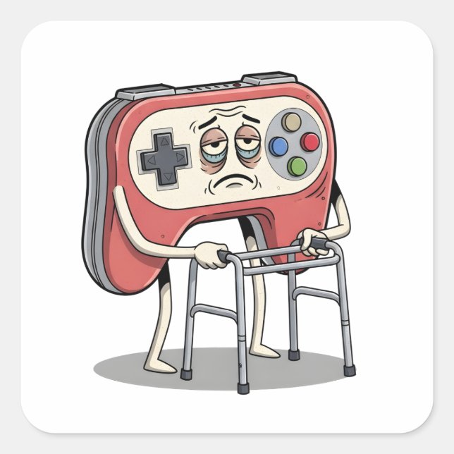 Funny Old Gamer Gaming Retro 80s 90s Video Game Square Sticker (Front)