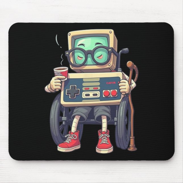 Funny Old Gamer Retro 80s 90s Video Game Controlle Mouse Mat (Front)