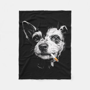 Funny Old Jazz Dog Smoking Cigarette Fleece Blanket