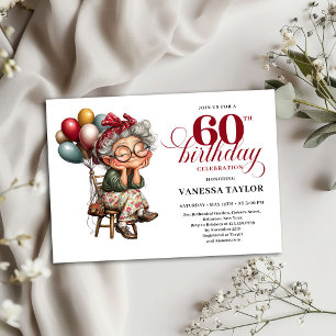 Funny Old Lady Invite 60th Birthday Party Card