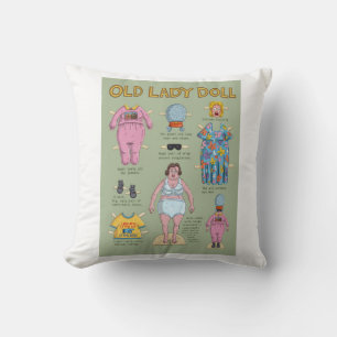 Funny Old Lady Paper Doll Cushion