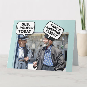 FUNNY OLD MAN MEN OVER THE HILL POOP BIRTHDAY CARD