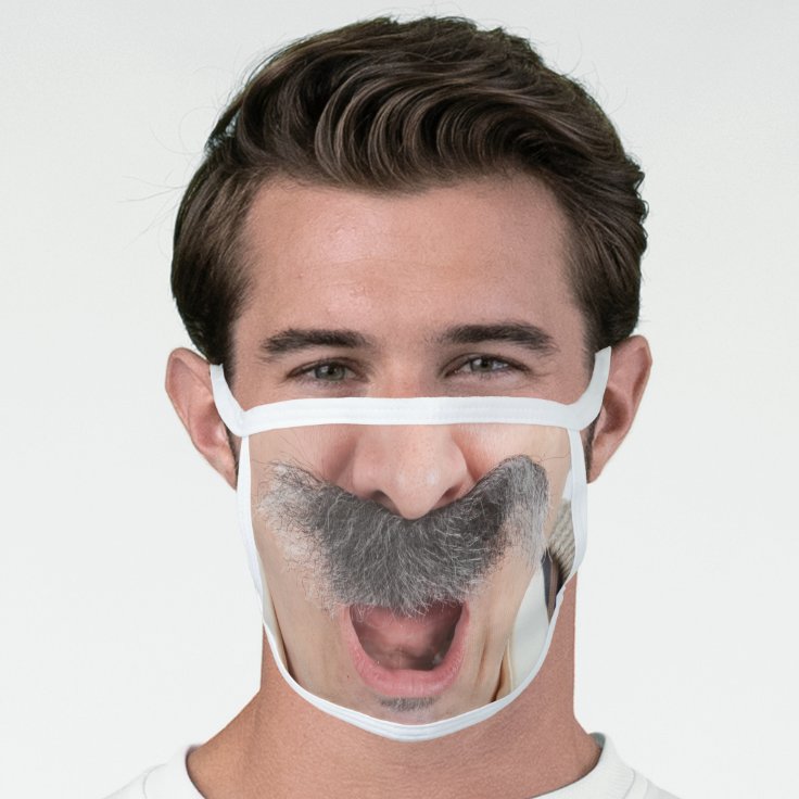 Funny Old Man Mustache Face Mask | Zazzle