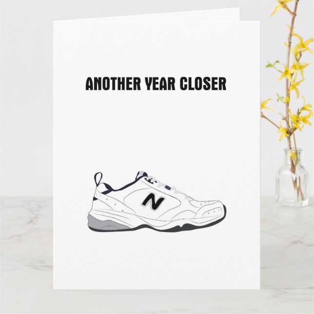 Funny Old Man Shoes Birthday Gift Card (Yellow Flower)