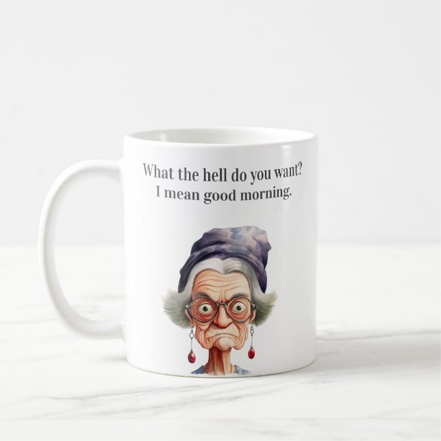 Funny Old Mean Woman Coffee Mug (Left)