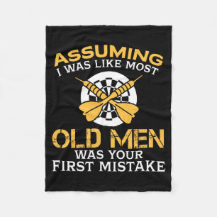 Funny Old Men Who Loves Darting Fleece Blanket
