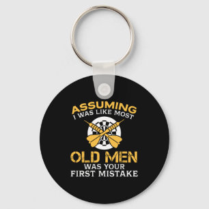 Funny Old Men Who Loves Darting  Key Ring